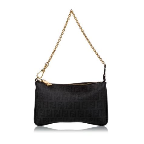 fendi zucchino canvas chain baguette|Fendi chenille bag.